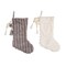 Transpac Cozy Christmas Stocking Set of 2, Fabric Textured with Pom Poms, Multicolor, 19in, Holiday Home Decor